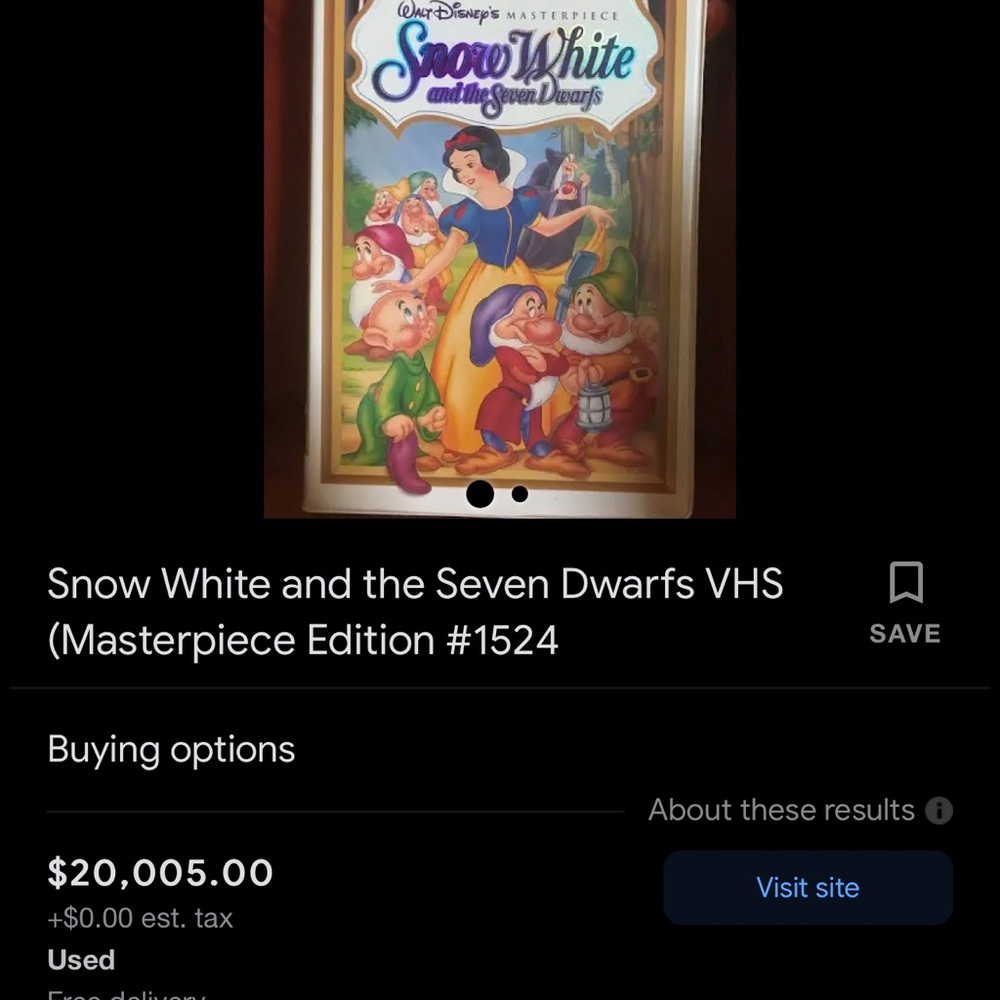 Rare Snow White and the seven dwarfs vhs tape